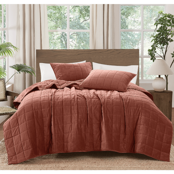 Brooklyn Loom Matte Cotton Velvet Box Stitch 3pc. Quilt Set - image 