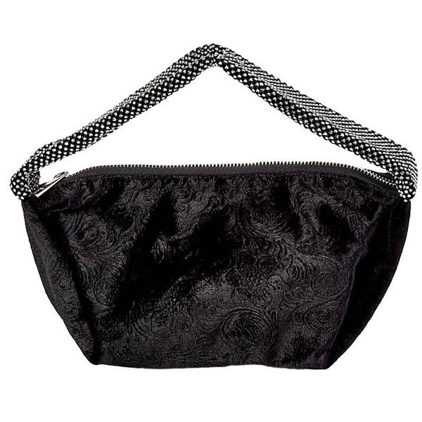 D''Margeaux Velvet Embossed Rhinestone Handle Hobo - image 