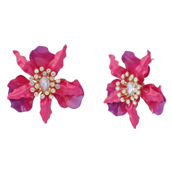 Betsey Johnson Hothouse Bloom Orchid Post Earrings - image 