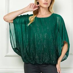 Womens Sara Michelle Batwing Sleeve Ombre Glitter Blouse