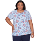 Plus Size Alfred Dunner Lady Liberty American Flag Hearts Tee - image 1
