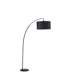 HomeRoots 86in. Black Arc Floor Lamp With Drum Shade