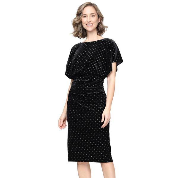 Womens SLNY Flutter Sleeve Velvet Dress - image 