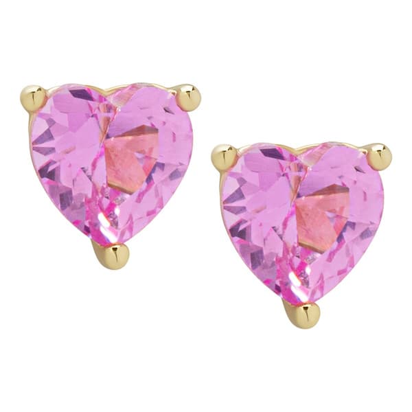 Gianni Argento Pink Sapphire Heart Stud Earrings - image 