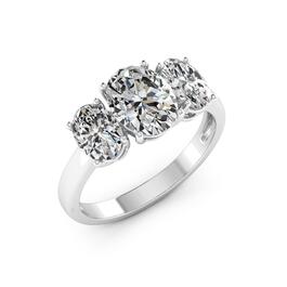 Moluxi&#8482; Sterling Silver 4ctw. Moissanite 3-Stone Ring