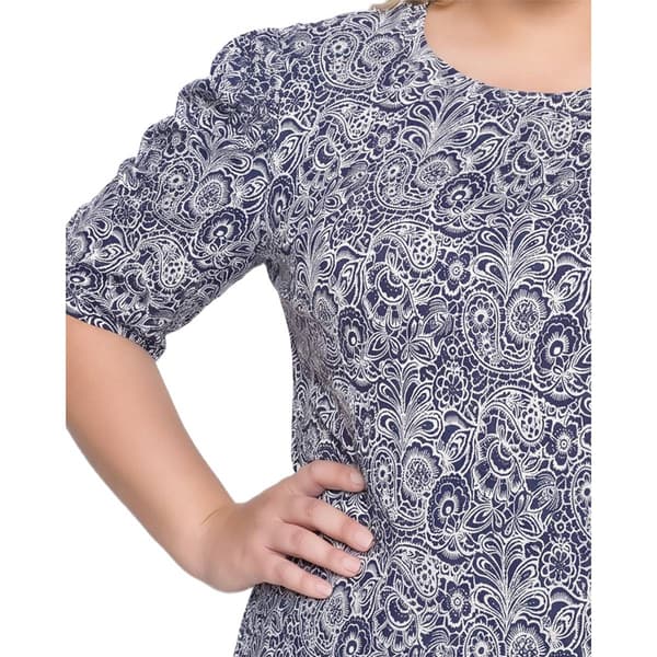 Plus Size NY Collection Elbow Sleeve Floral Paisley Blouse