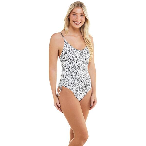 Juniors Cyn & Luca Ditsy Floral Tie Shoulders One Piece Swimsuit - image 