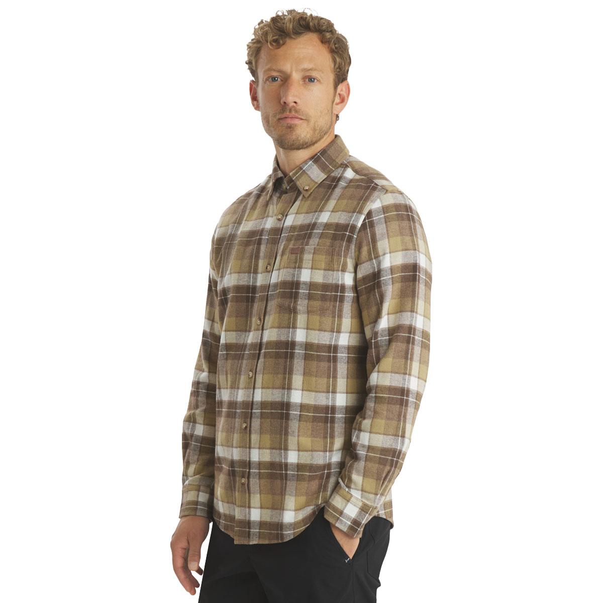 Mens LANDS’ END® Campside Flannel Shirt - Cocoa