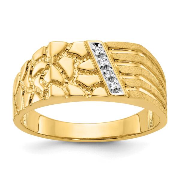 Mens Gentlemens Classics&#40;tm&#41; 14kt. Gold Diamond Accent Nugget Ring - image 