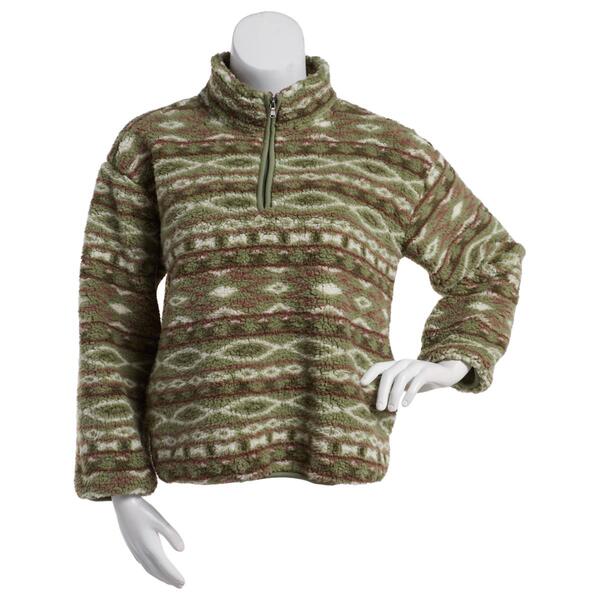 Petite Emily Daniels Long Sleeve 1/2 Zip Aztec Sherpa Fleece Top - image 