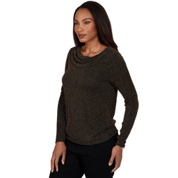 Womens Emaline Soiree Long Sleeve Drape Neck Stripe Blouse
