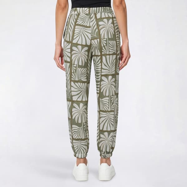 Petite Robert Louis Pull On Tie Waist Palm Tree Silky Knit Jogger
