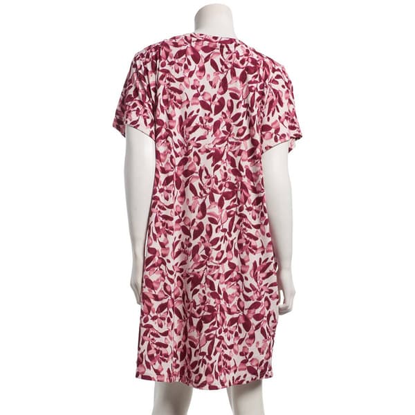 Plus Size Nicole Miller Short Sleeve Watercolor Leaves Nightshirt