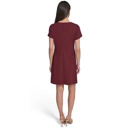 Womens Tommy Hilfiger Short Sleeve Solid Crepe Sheath Dress