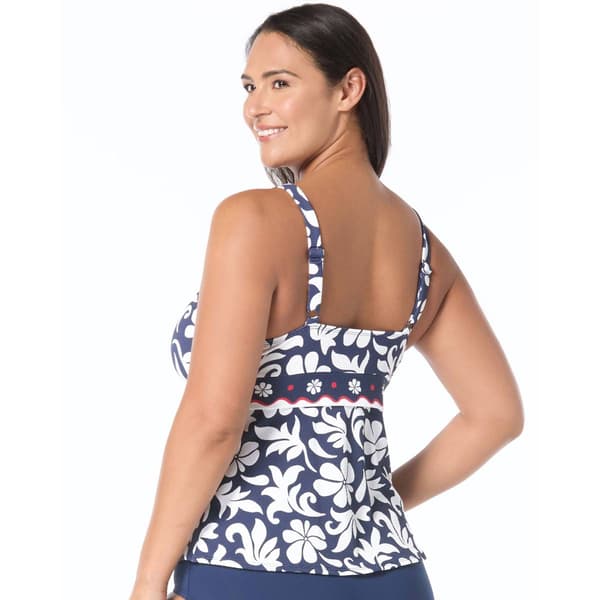 Plus Size Beach House Tropical Floral Pique Tankini Swim Top