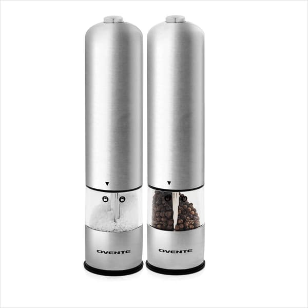 Ovente Electric Stainless Steel Sea Salt & Pepper Grinder Set - image 