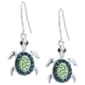 Silver Plated Crystal Green Turtle Drop Earrings - image 1