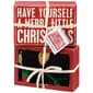 Primitives By Kathy Merry Little Christmas Box Sign & Socks Set - image 1