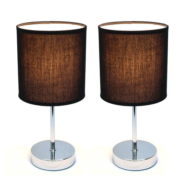 Simple Designs Chrome Mini Basic Table Lamp w/Shade - Set of 2