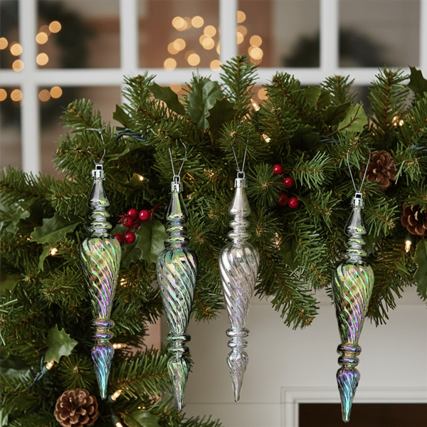Northlight 8ct. Spiral Iridescent Christmas Finial Ornaments