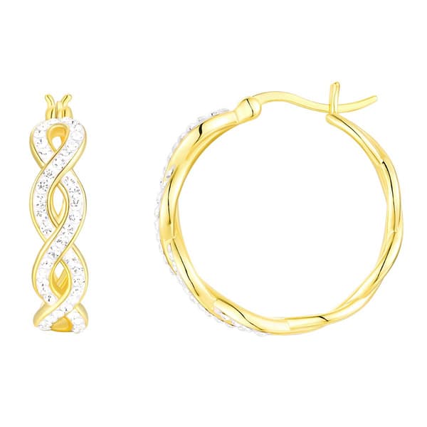 Candela Gold over Sterling Silver Crystal Braided Hoop Earrings - image 
