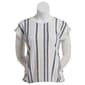 Womens Cure Extend Sleeve Rib Texture Stripe Blouse-Ivory/Navy - image 1