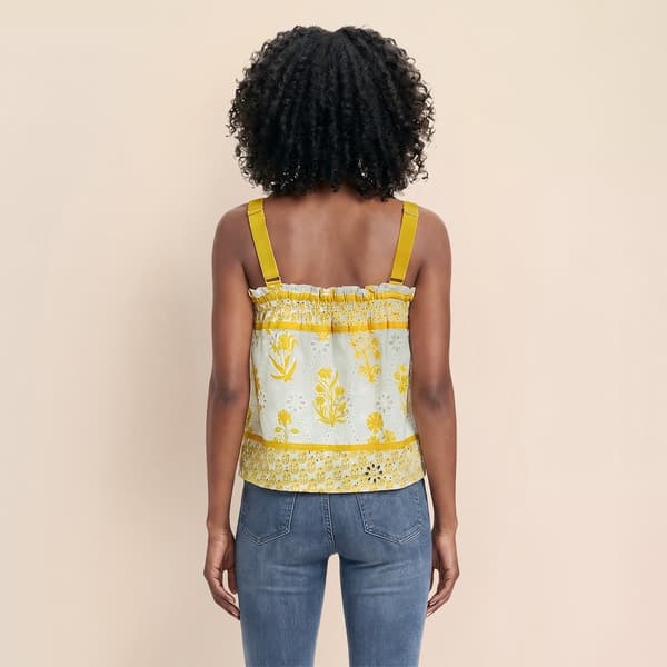 Womens MNK Ribbon Bows Floral Eyelet Tank Top