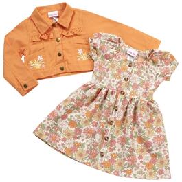 Toddler Girl Little Lass(R) Ruffle Jacket &amp; Floral Button Dress