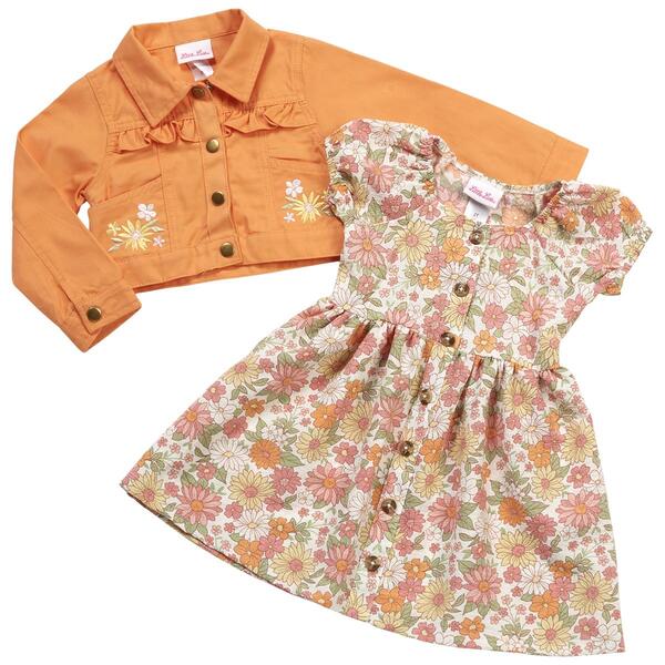 Toddler Girl Little Lass(R) Ruffle Jacket &amp; Floral Button Dress - image 