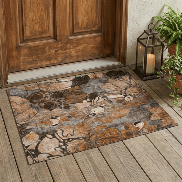 HomeRoots Abstract Washable Indoor/Outdoor Rectangular Area Rug