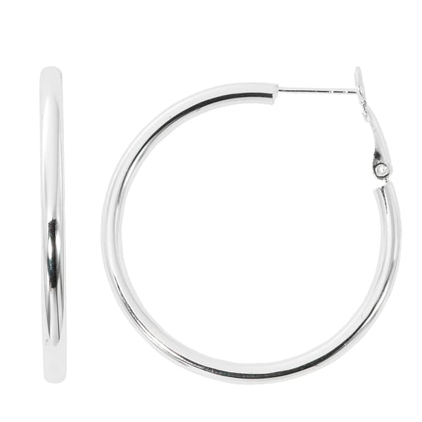 Danecraft 40mm Round Sterling Silver Hoop Earrings - image 