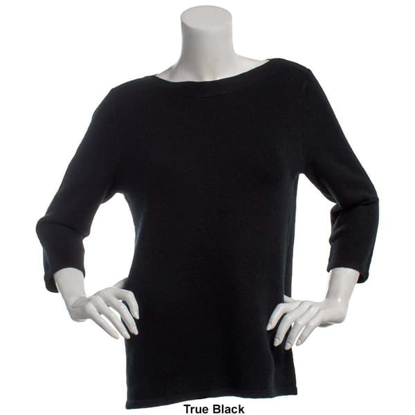 Womens Leo & Nicole 3/4 Sleeve Bateau Yarn Sweater