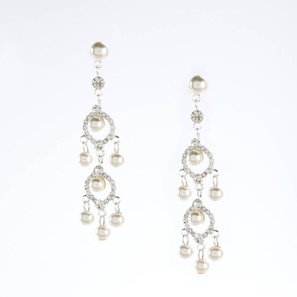 Rosa Rhinestones Pearl Chandelier Earrings - image 