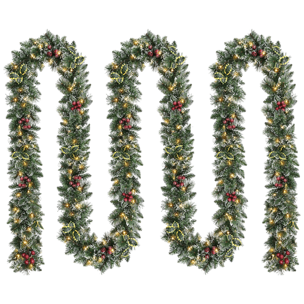 Puleo International 20ft LED Adorned Snowy Silverton Pine Garland - image 