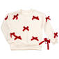 Girls (7-16) No Comment 3D Velvet Glitter Bow Crew Sweatshirt - image 1