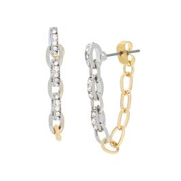 Steve Madden Two-Tone Mixed Chain Earrings w/ Stones