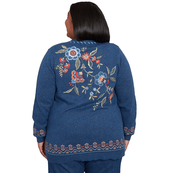 Plus Size Alfred Dunner Sunset Canyon Embroidered Floral Cardigan