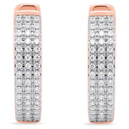 Diamond Classics™ Rose Gold 1/4ctw. Diamond 3-Row Hoop Earrings