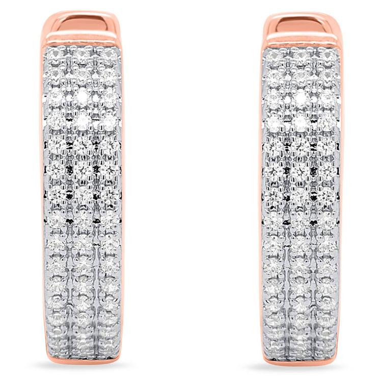 Diamond Classics™ Rose Gold 1/4ctw. Diamond 3-Row Hoop Earrings