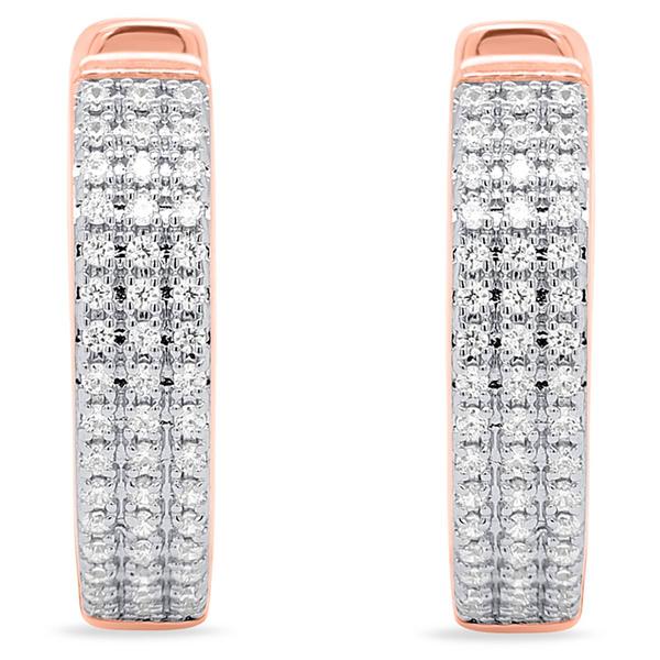 Diamond Classics™ Rose Gold 1/4ctw. Diamond 3-Row Hoop Earrings