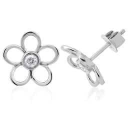 Diamond Classics(tm) Sterling Silver 1/5ctw. Diamond Flower Earrings