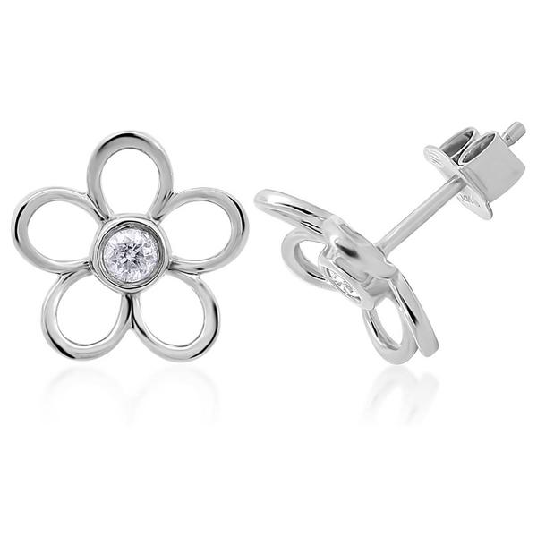 Diamond Classics(tm) Sterling Silver 1/5ctw. Diamond Flower Earrings