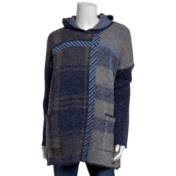 Plus Size Joseph A. Long Sleeve Blue Plaid Pullover Hooded Sweate - image 