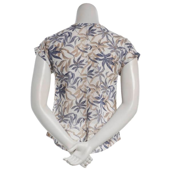 Plus Size Architect® Short Sleeve Split Neck Leaf Tee