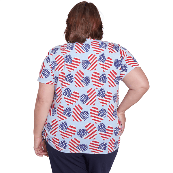Plus Size Alfred Dunner Land of the Free Flag Hearts Tee