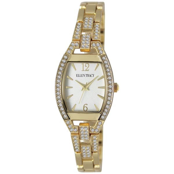 Womens Ellen Tracy Tonneau Crystal Bracelet Watch - image 