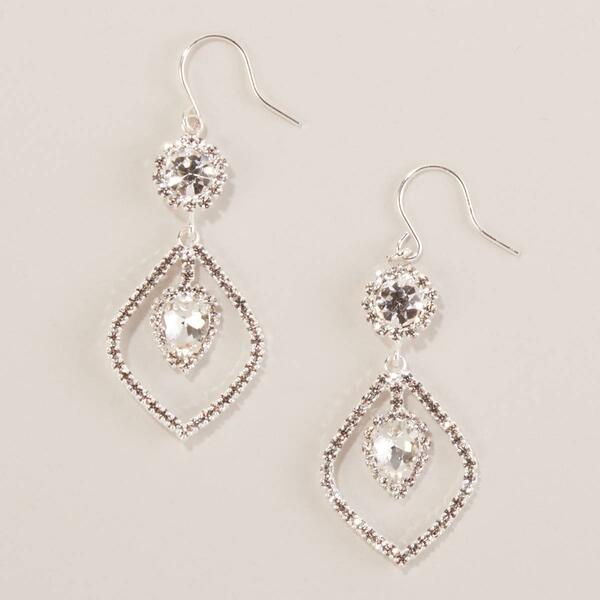 Rosa Rhinestones Open Drop Chandelier Earrings - image 