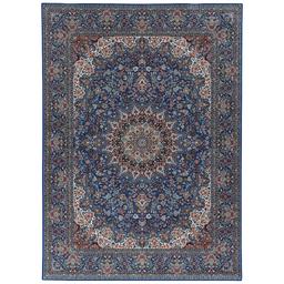 Linon Emerald Collection Blue Floral Rectangle Rug
