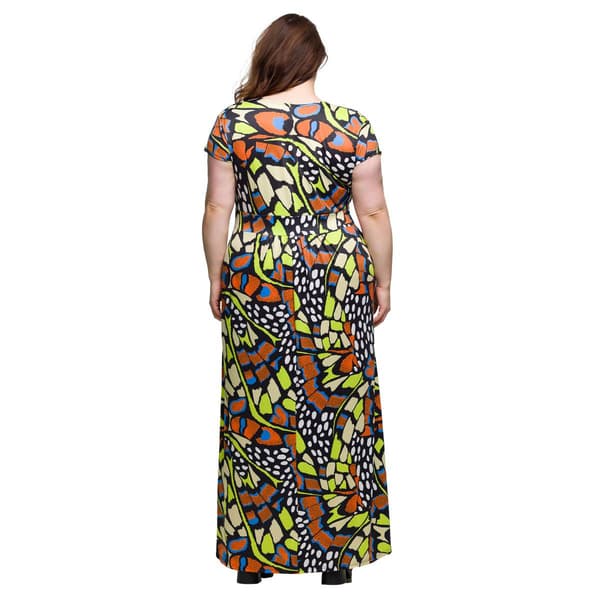 Plus Size 24/7 Comfort Apparel Butterfly Side Slit Maxi Dress