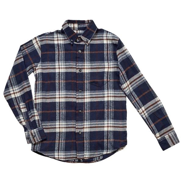 Boys (8-20) Architect(R) Flannel Shirt - Navy/Brown - image 